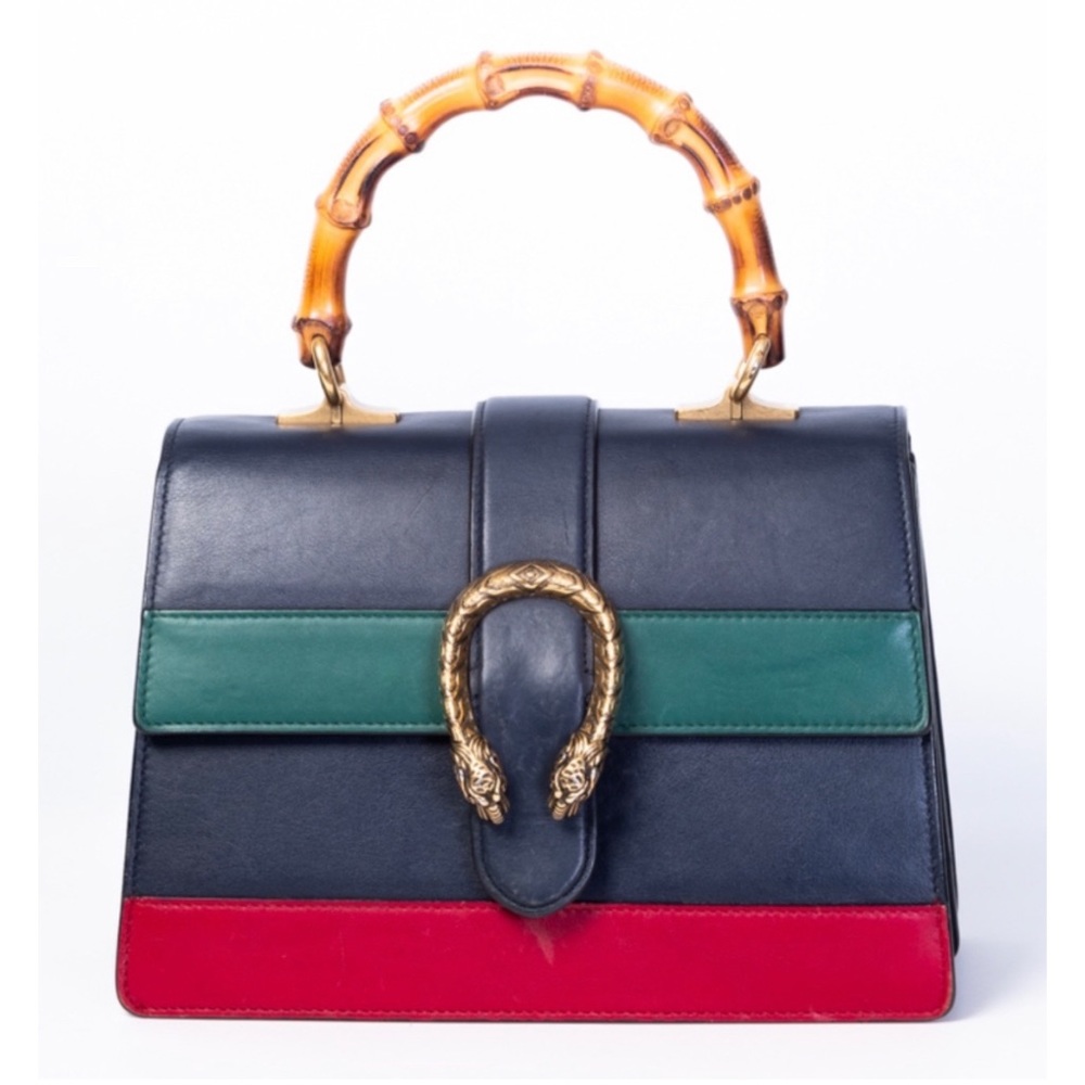 Gucci Dionysus Navy Striped Medium Bamboo Top Handle Bag - Picture 9 of 9